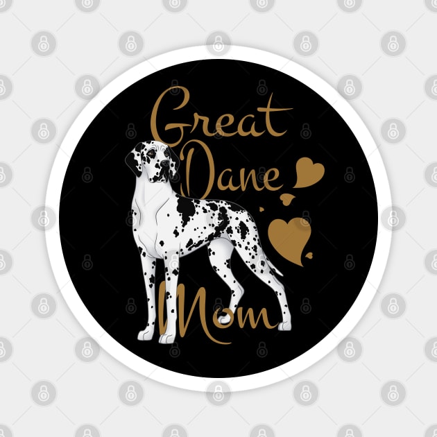 Harlequin Great Dane Mom, Original Digital Illustration, The Perfect Gift For Mom! Magnet by anacecilia